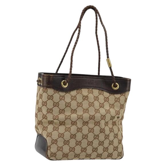 GUCCI GG Canvas Shoulder Bag Beige Gold - Picture 1 of 12